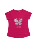 Girls\' T-shirt with a butterfly, amaranth NDZ8110 - Online store - Boutique